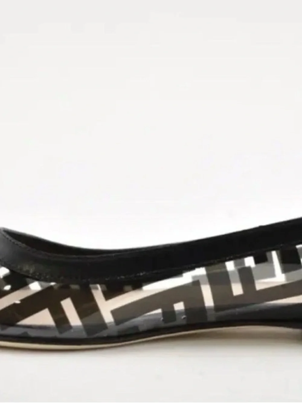 Fendi Black PVC Colibri Clear Leather FF Logo Pointed Ballerina Ballet Flat 37